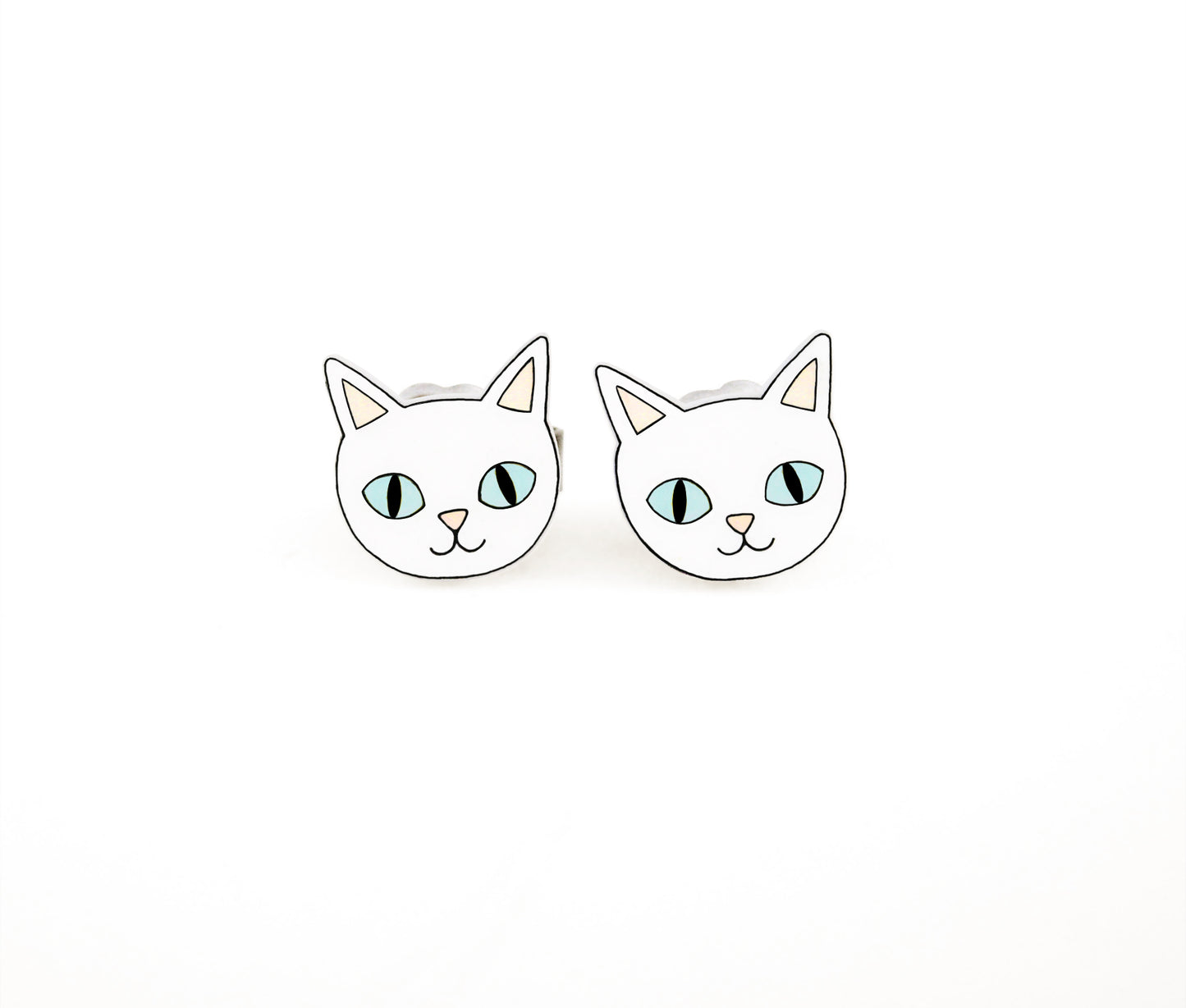 Tiny White Cat Stud Earrings | Hypoallergenic Cat Lover Gift