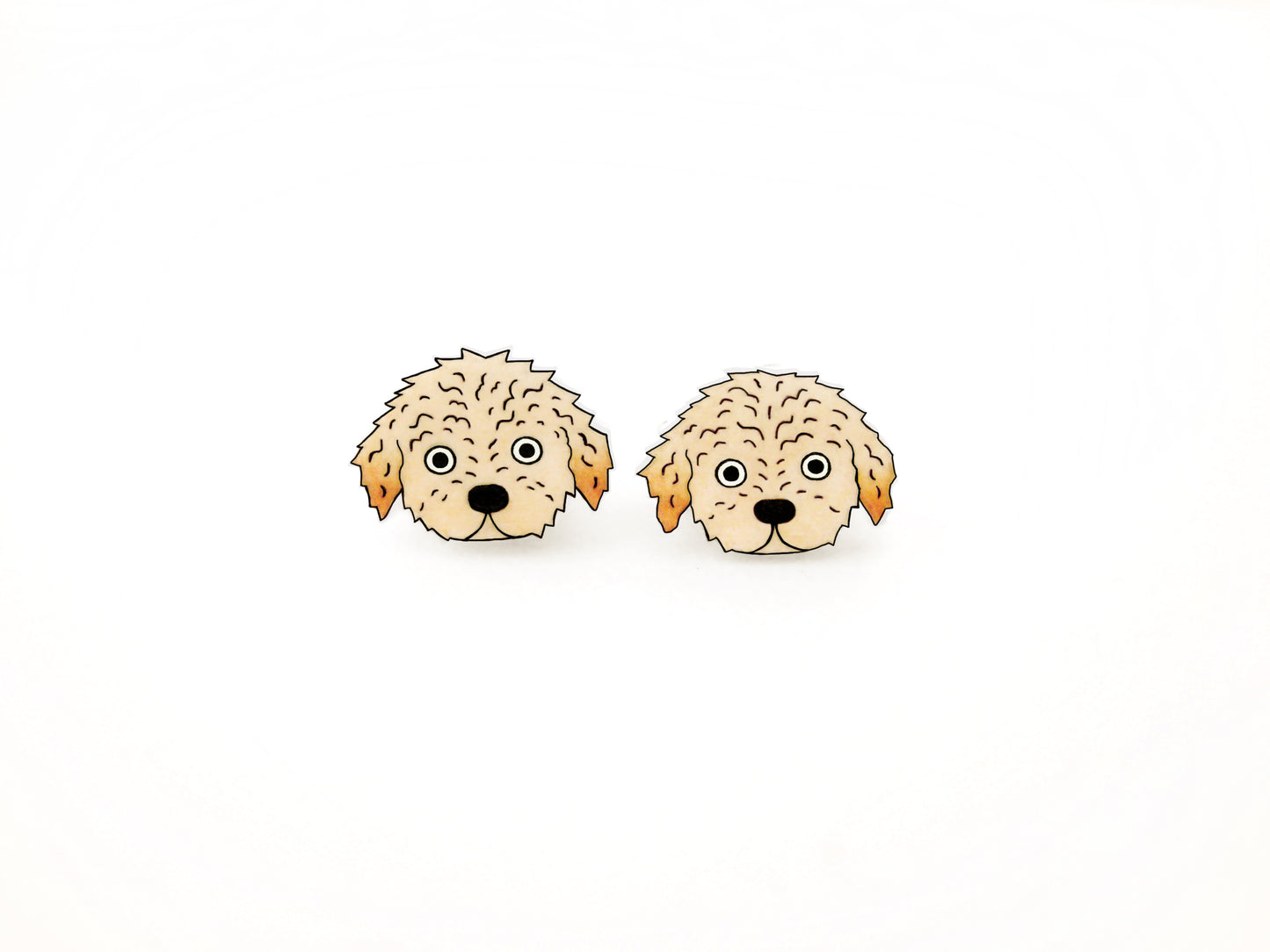 Tiny Labradoodle Goldendoodle Stud Earrings | Apricot Cream Dog Jewelry