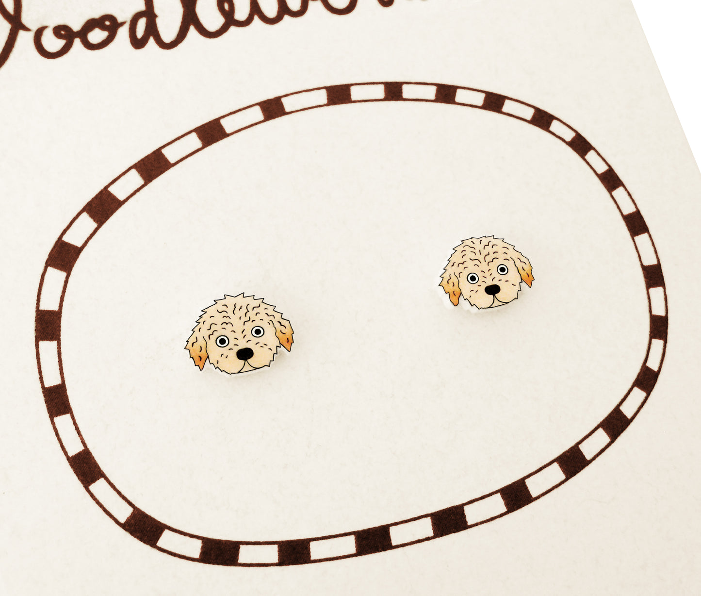 Tiny Labradoodle Goldendoodle Stud Earrings | Apricot Cream Dog Jewelry