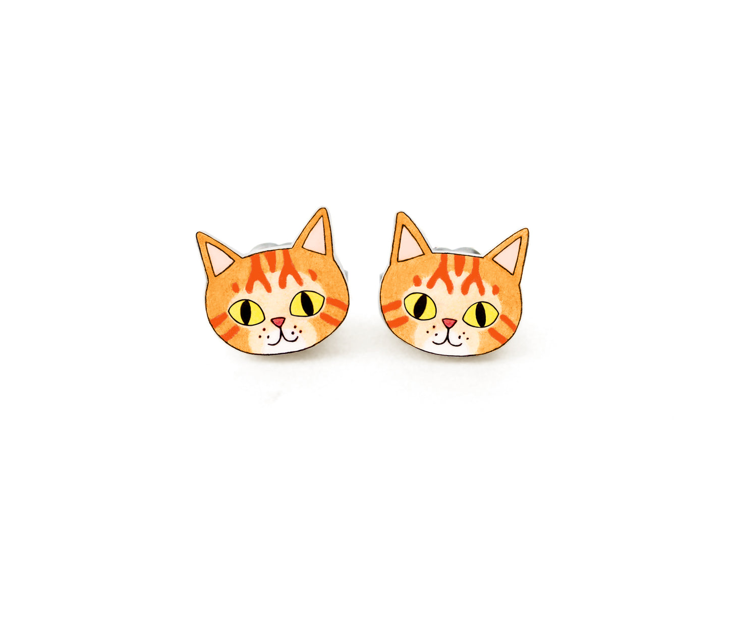 Tiny Orange Tabby Cat Stud Earrings | Handcrafted Ginger Cat Jewelry