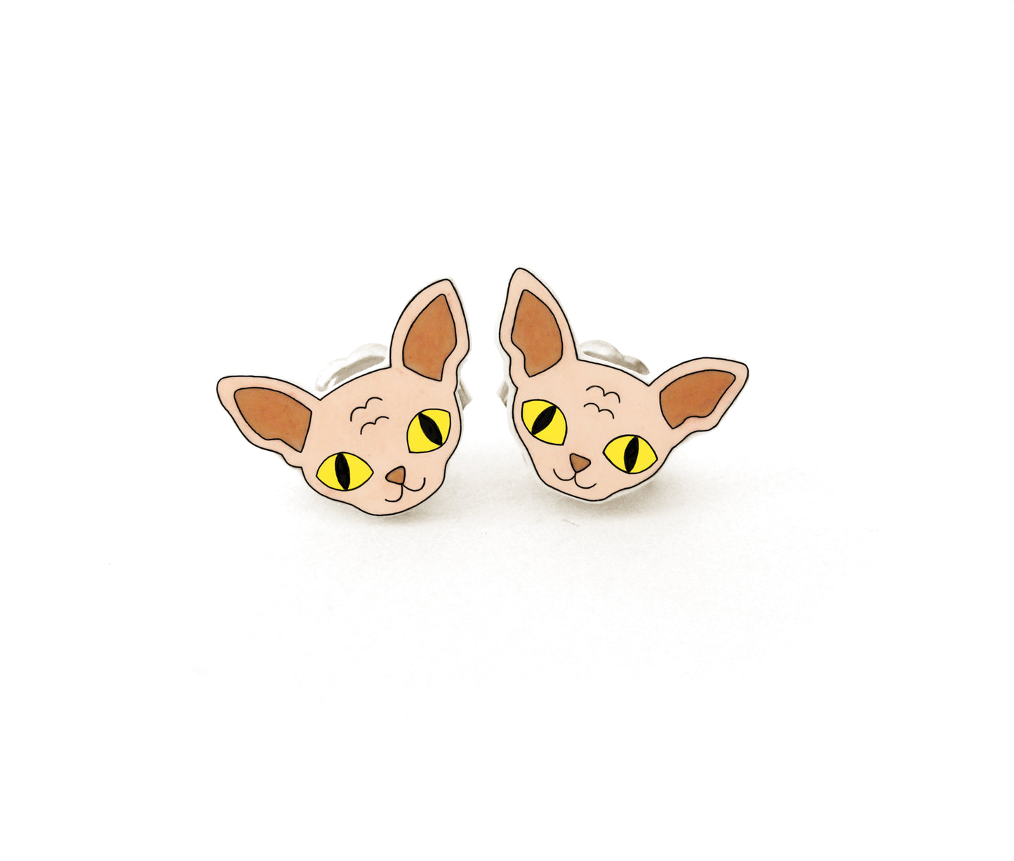 Tiny Sphynx Hairless Cat Stud Earrings | Beige Cream Fawn Cat Earrings | Hypoallergenic Jewelry