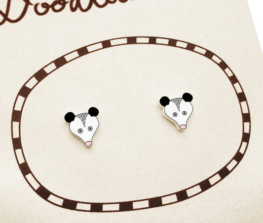 Tiny Possum Stud Earrings | Hypoallergenic Woodland Jewelry