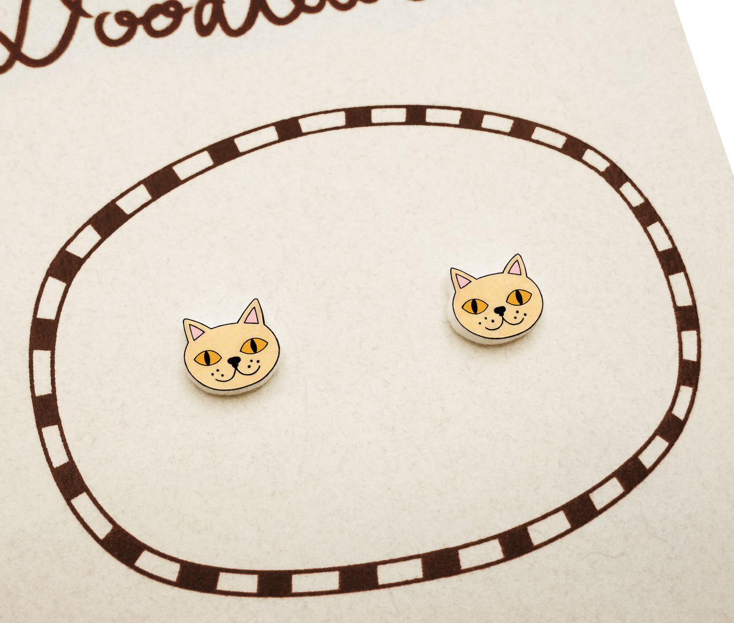 Beige Cream British Shorthair Cat Stud Earrings