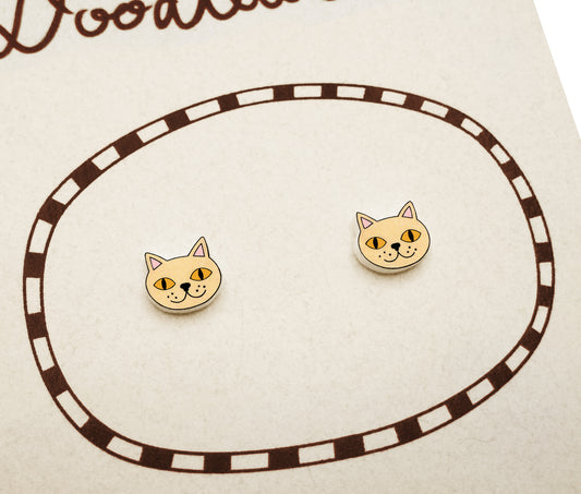 Tiny Cream British Shorthair Cat Stud Earrings | Hypoallergenic Cat Jewelry