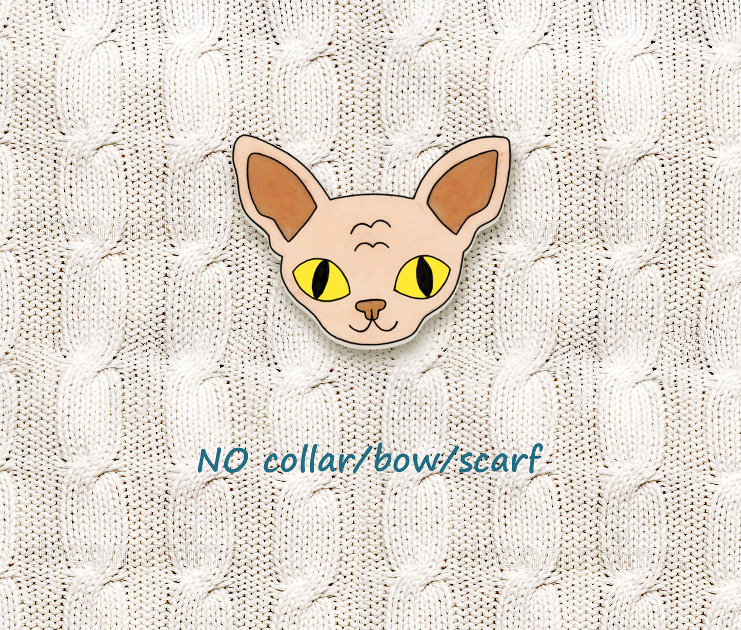 Sphynx Hairless Cat Pin | Beige Cream Fawn Cat Brooch