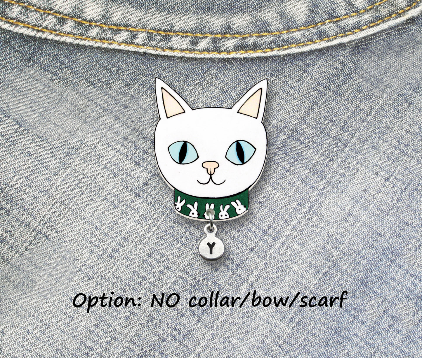 White Cat Pin | Handmade Pet Brooch