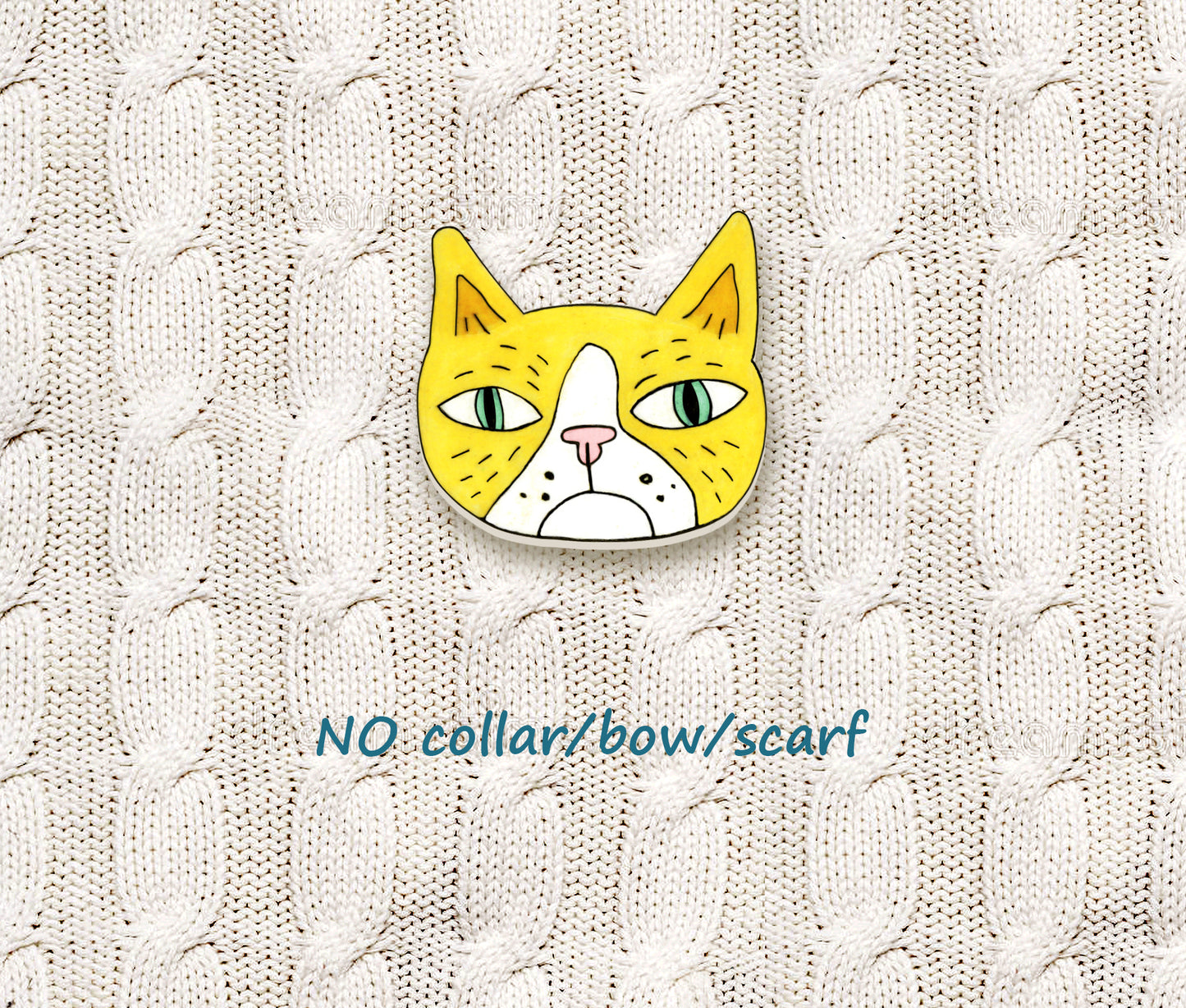 Yellow Cat Pin | Quirky Handmade Cat Brooch