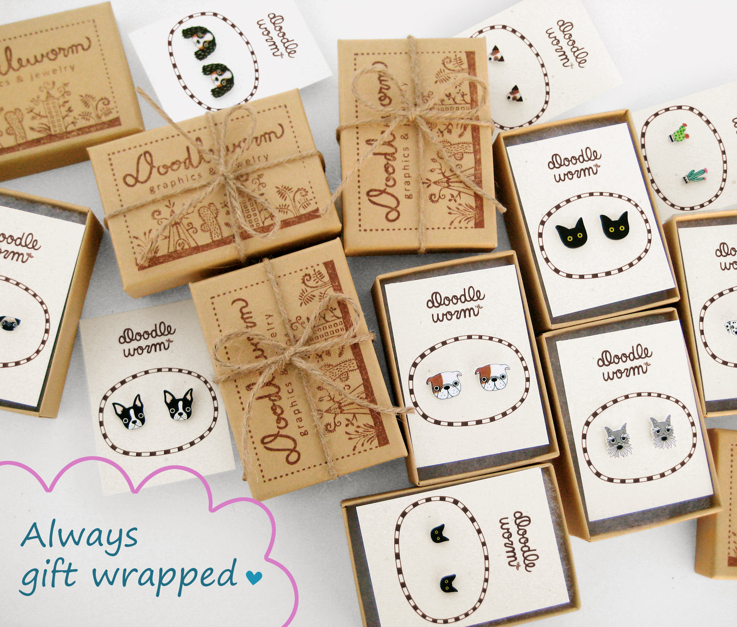 Beige Cream British Shorthair Cat Stud Earrings