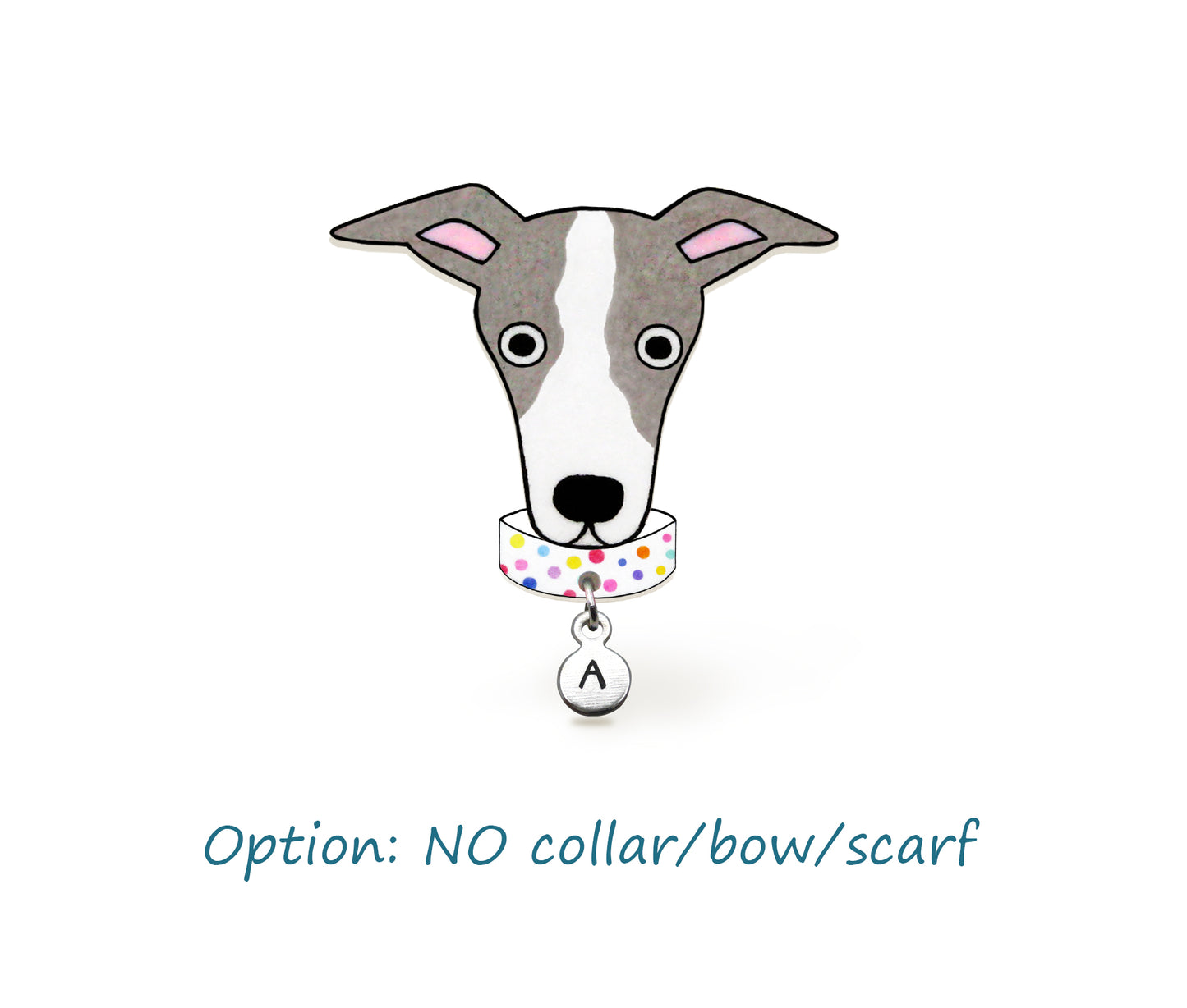 Italian Greyhound Whippet Pin | Blue Gray & White Dog Pin