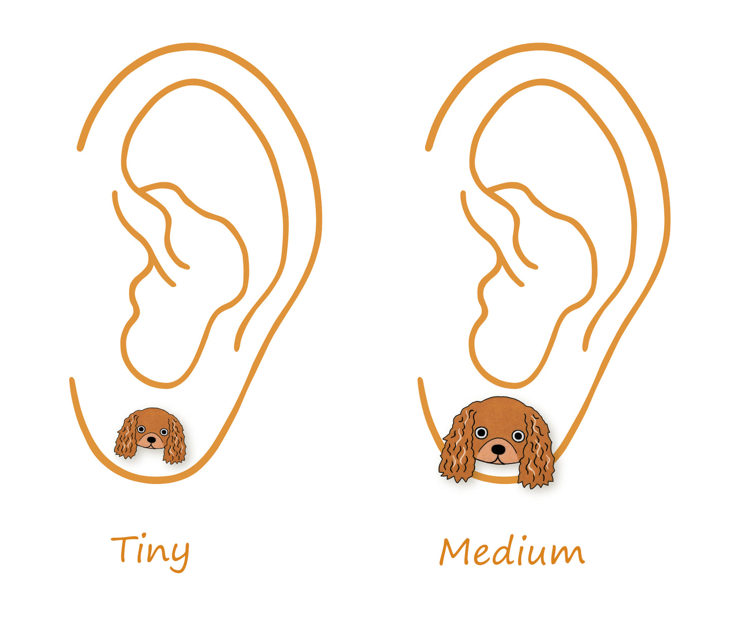 Tiny Ruby Cavalier King Charles Spaniel Stud Earrings | Hypoallergenic Handmade Dog Jewerly