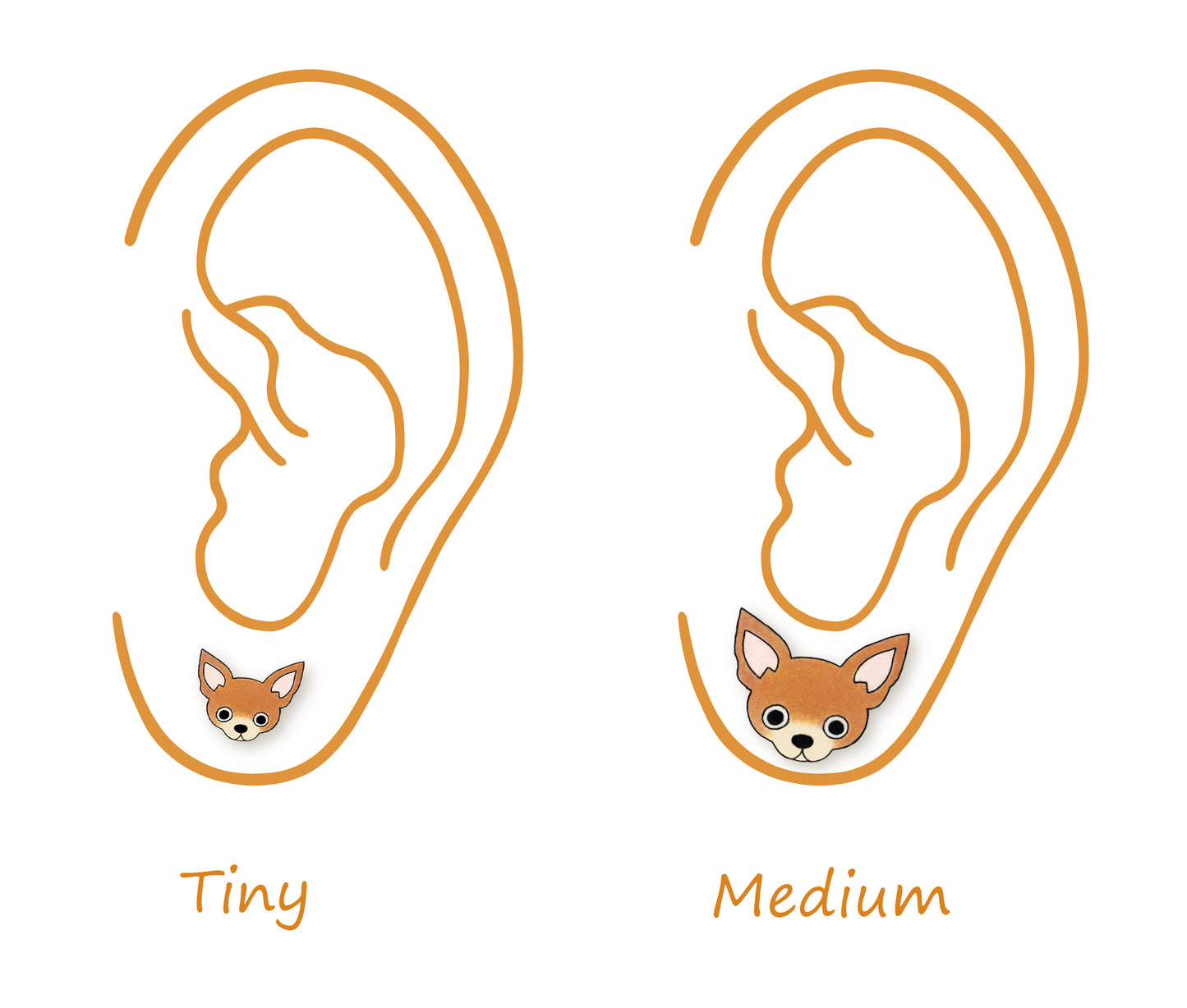 Brown Tan Chihuahua Stud Earrings