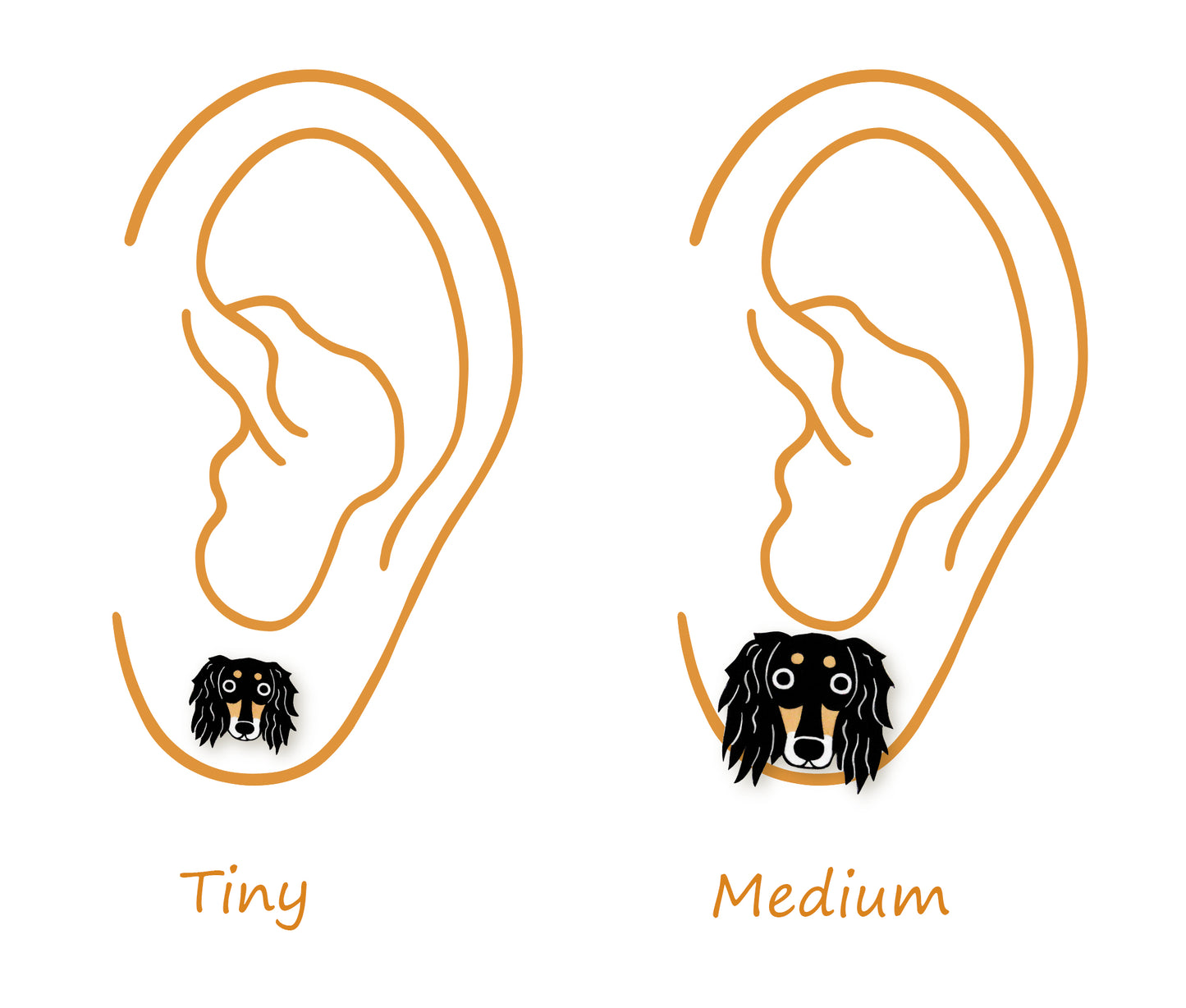 Tiny Tricolor Saluki Stud Earrings | Hypoallergenic Handcrafted Dog jewelry