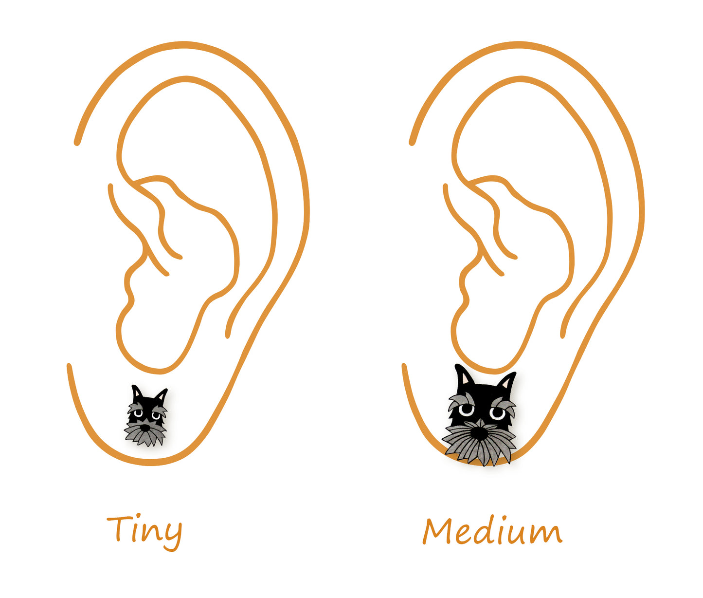 Tiny Black Gray Schnauzer Stud Earrings | Hypoallergenic Dog Mom Gift