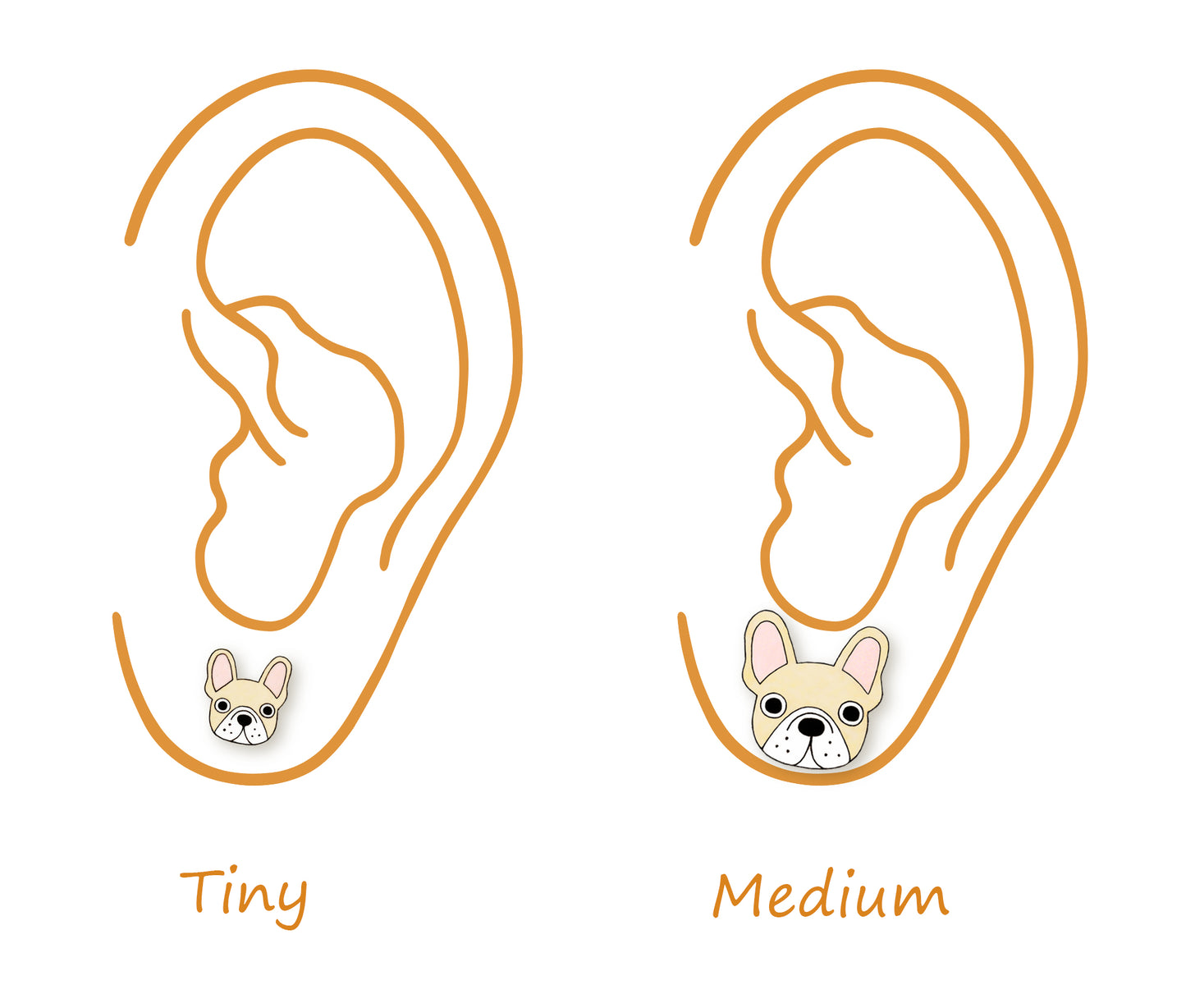 Tiny Cream French Bulldog Stud Earrings | Hypoallergenic Handmade Earrings