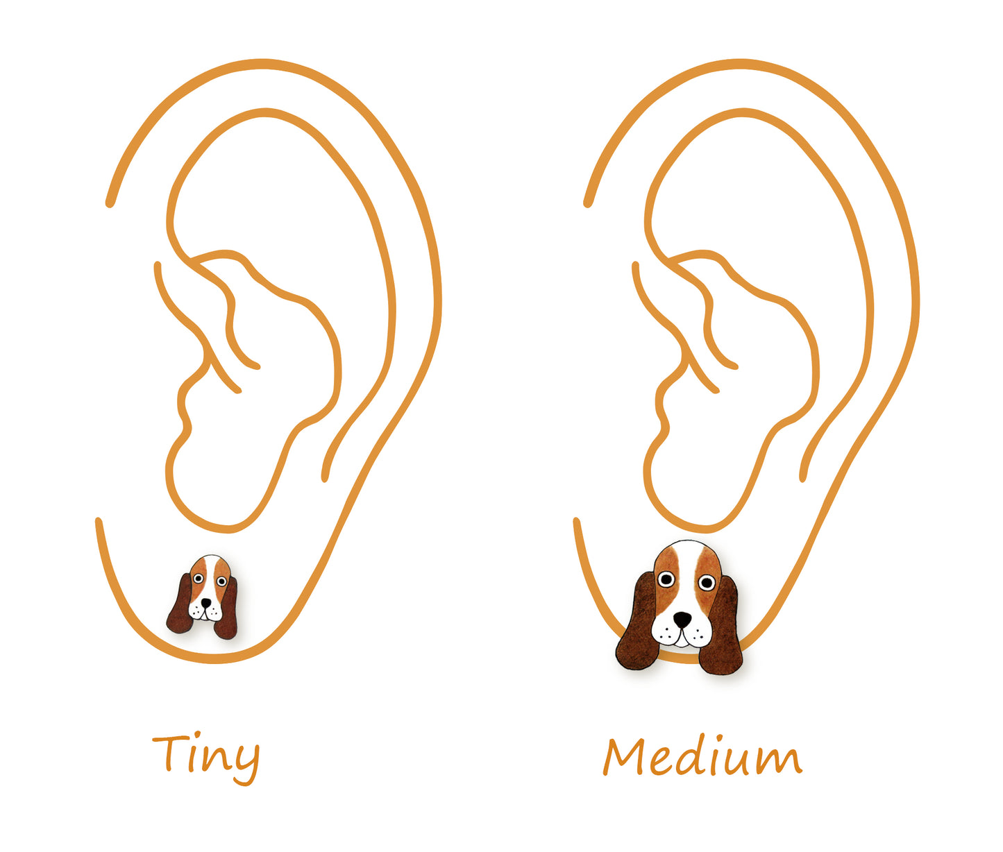 Tiny Basset Hound Stud Earrings | Hypoallergenic Dog Lover Gift