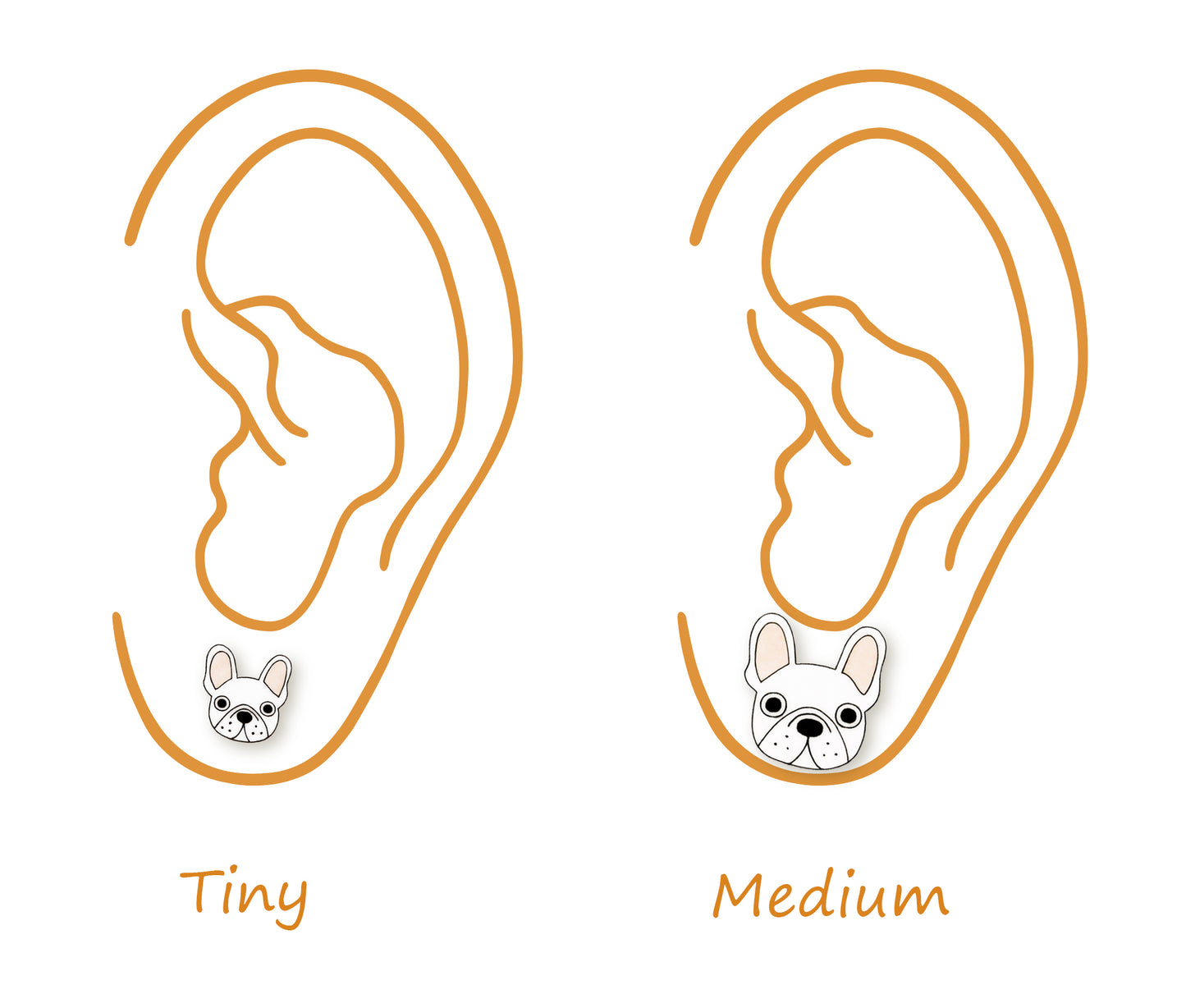 Tiny White French Bulldog Stud Earrings | Hypoallergenic Dog Jewelry