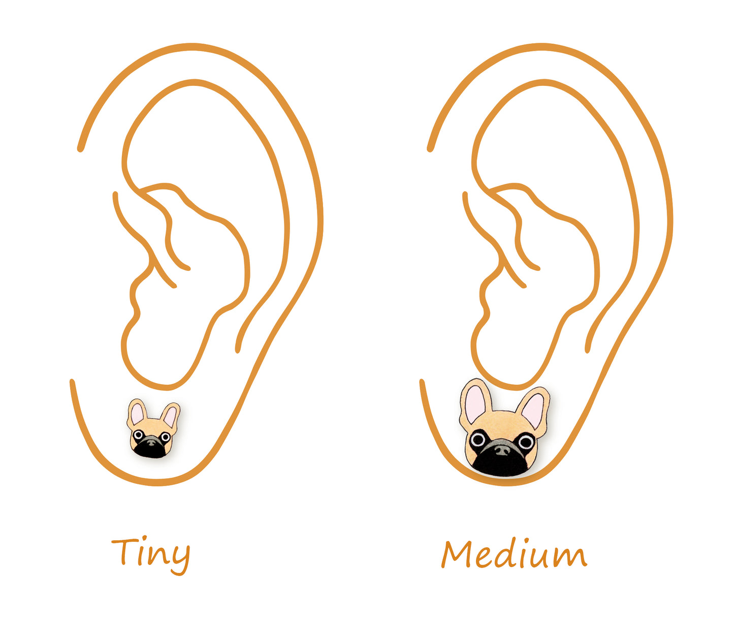 Tiny Fawn French Bulldog Stud Earrings | Hypoallergenic Dog Jewelry