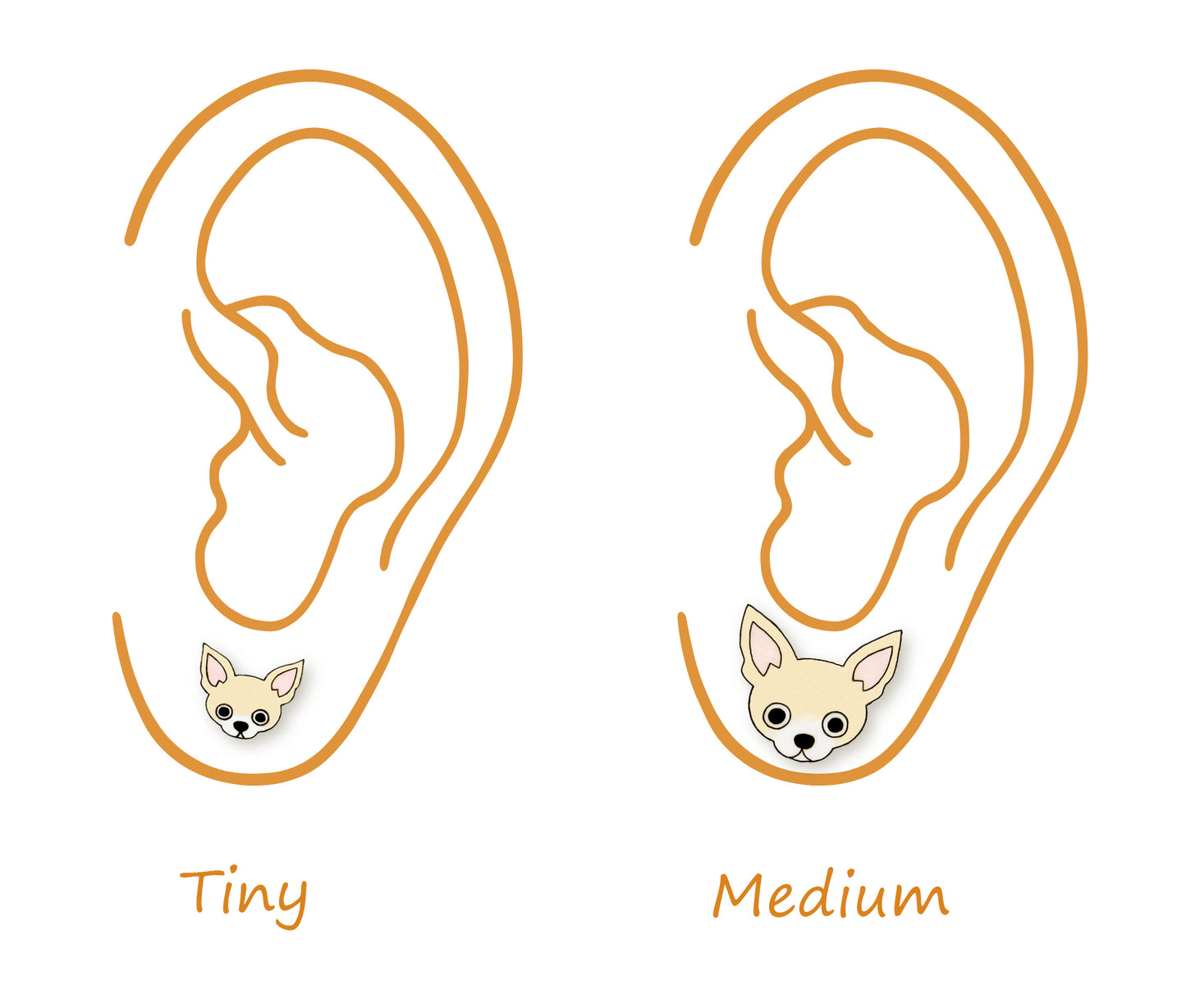 Tiny Cream Chihuahua Stud Earrings | Hypoallergenic Dog Mom Gift