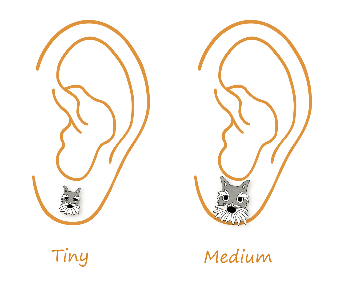 Tiny Salt & Pepper Schnauzer Stud Earrings | Hypoallergenic Handcrafted Jewelry