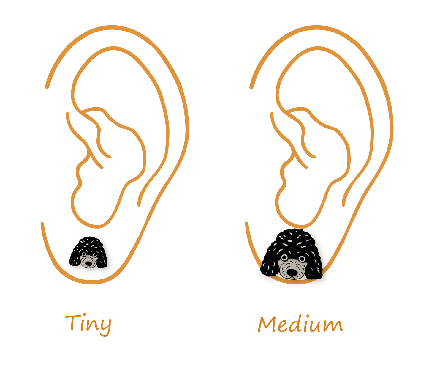 Tiny Black Cockapoo Poodle Stud Earrings | Hypoallergenic Handmade Jewelry