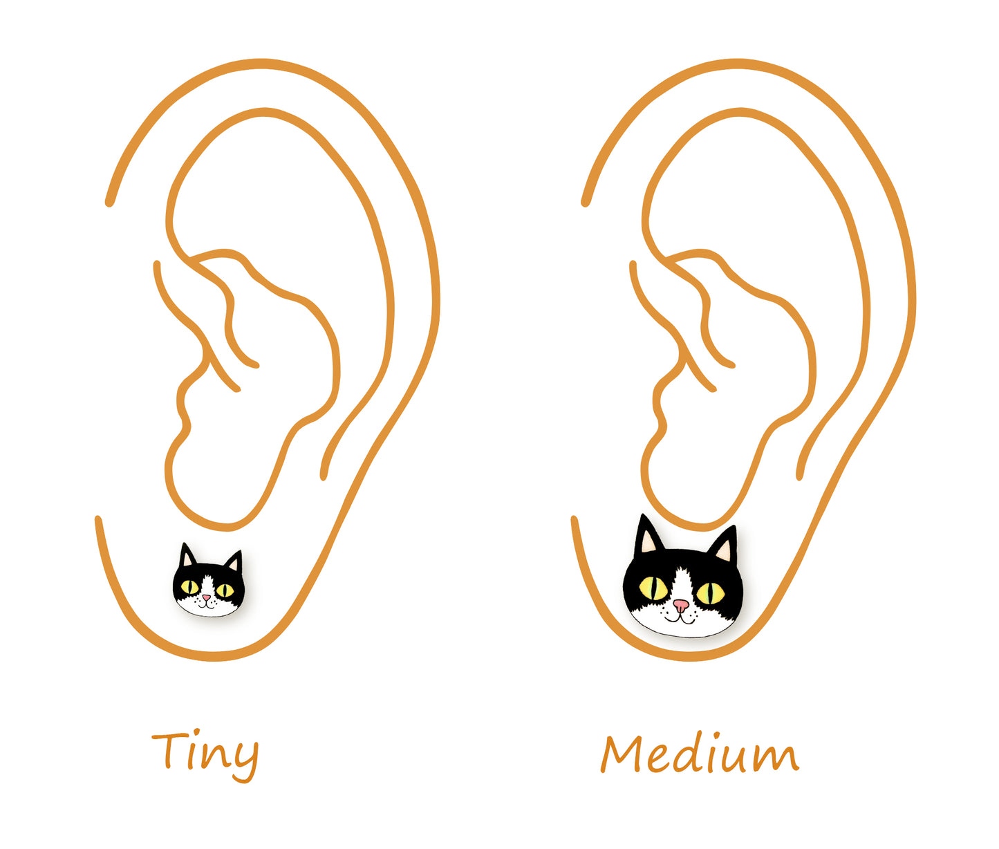 Tiny Black & White Tuxedo Cat Stud Earrings | Hypoallergenic Handmade Pet Jewelry