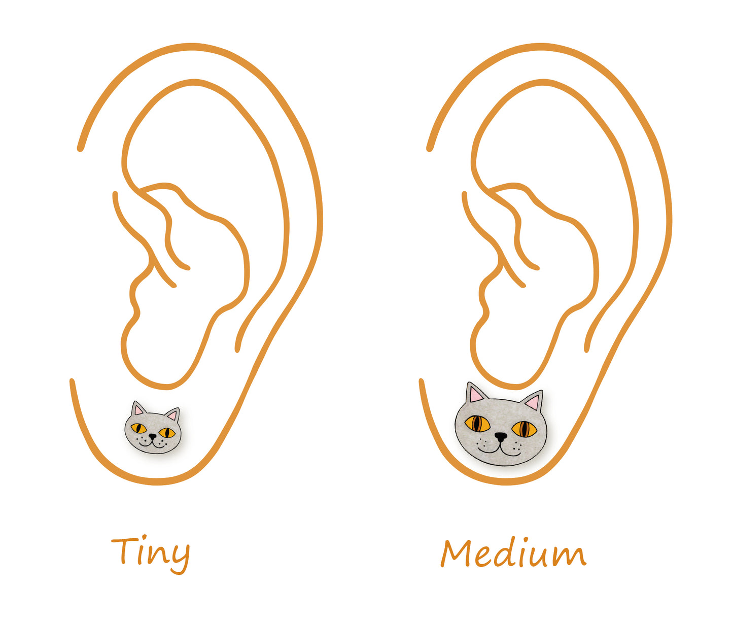 Lilac Light Gray Silver British Shorthair Cat Stud Earrings