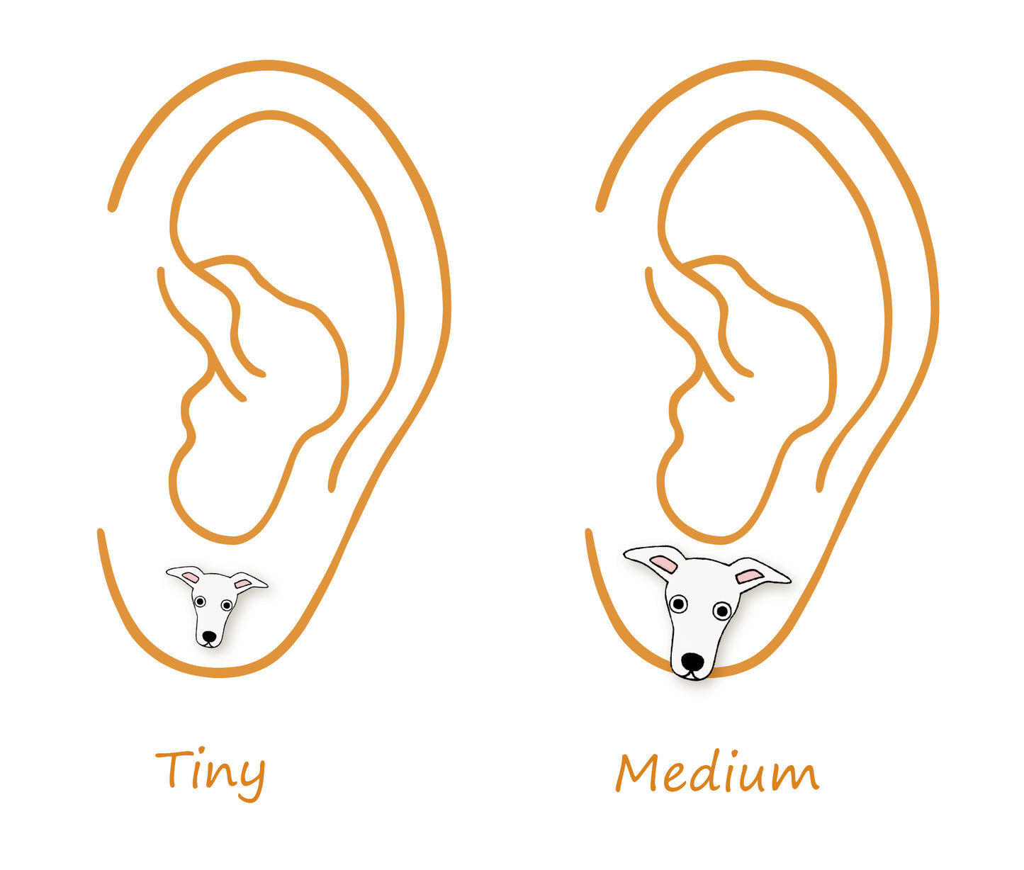 White Italian Greyhound Whippet Stud Earrings