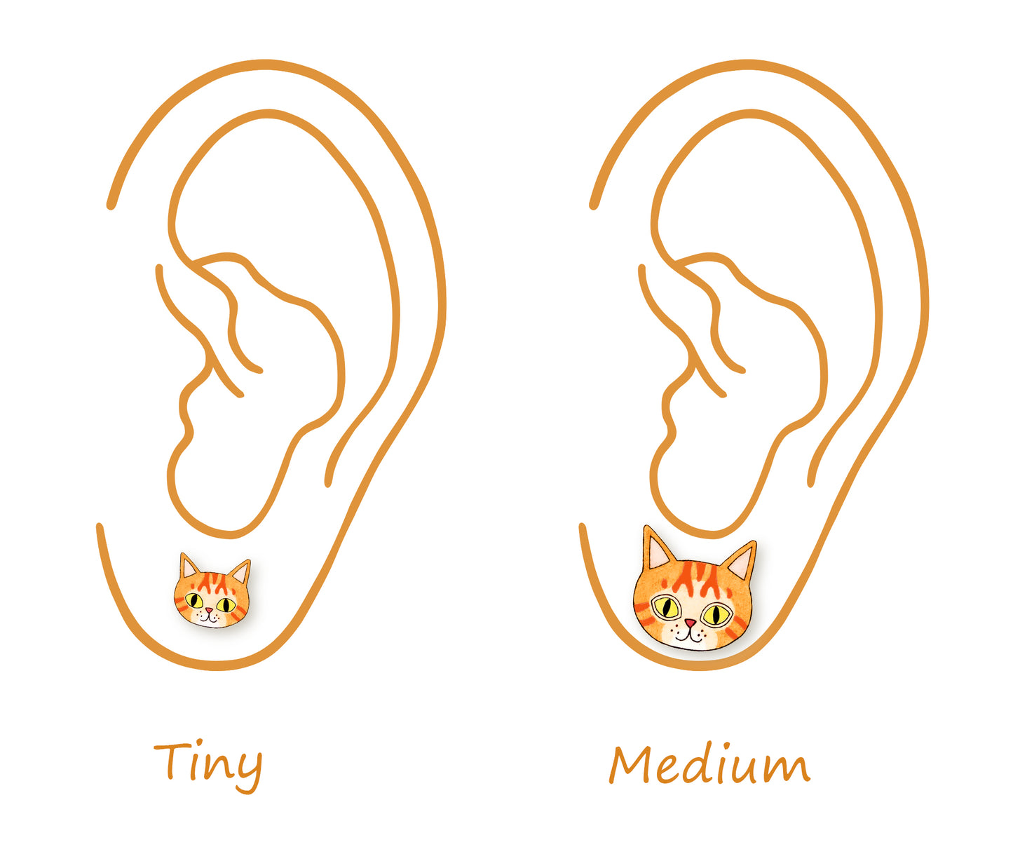 Tiny Orange Tabby Cat Stud Earrings | Handcrafted Ginger Cat Jewelry
