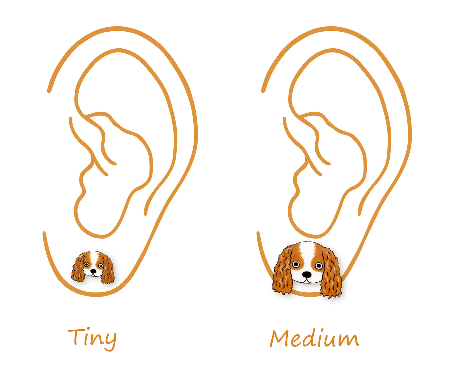 Tiny Blenheim Cavalier King Charles Spaniel Stud Earrings | Hypoallergenic Handmade Dog Jewelry