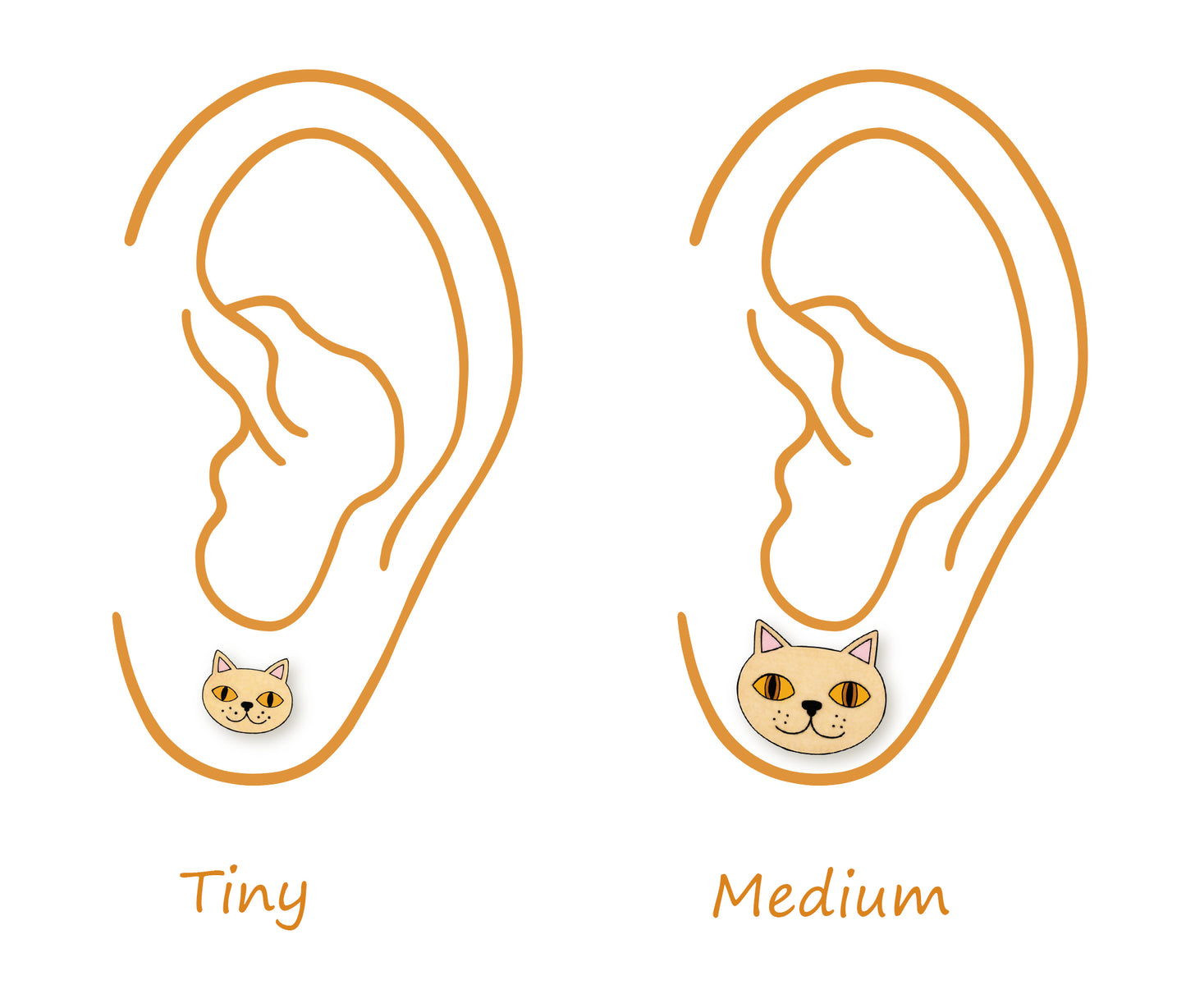 Beige Cream British Shorthair Cat Stud Earrings