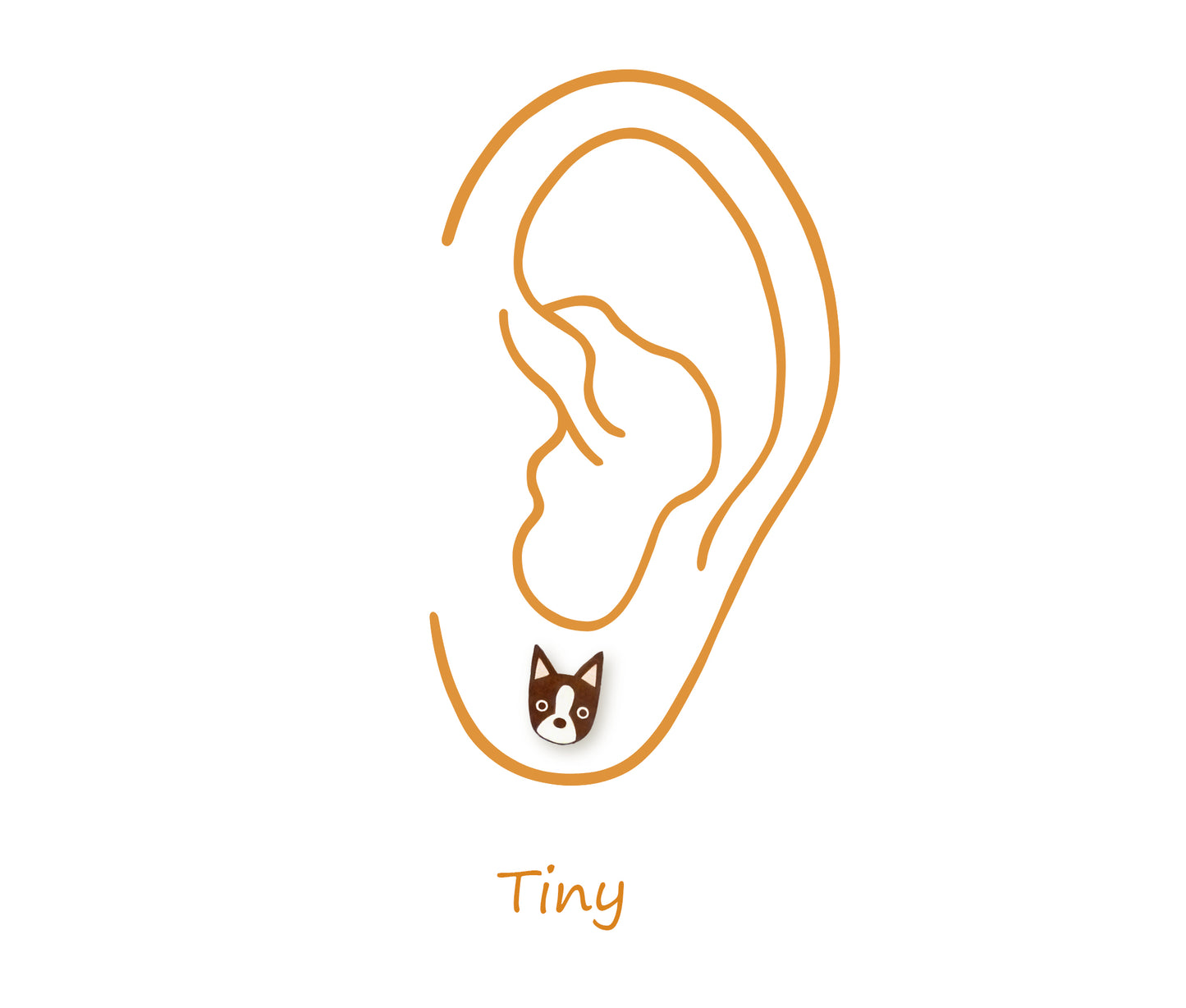 Tiny Brown Red Boston Terrier Stud Earrings | Hypoallergenic Minimalist Dog Jewelry