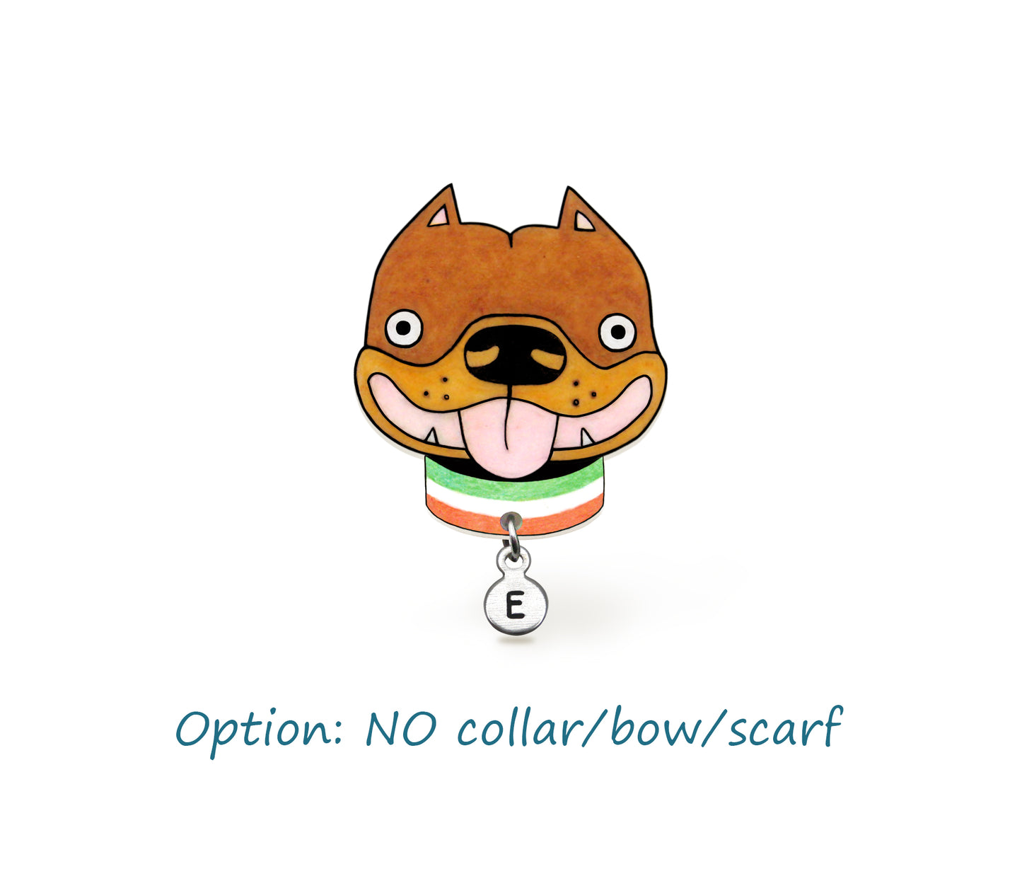 Brown Tan Ear Cropped American Pit Bull Terrier Pin