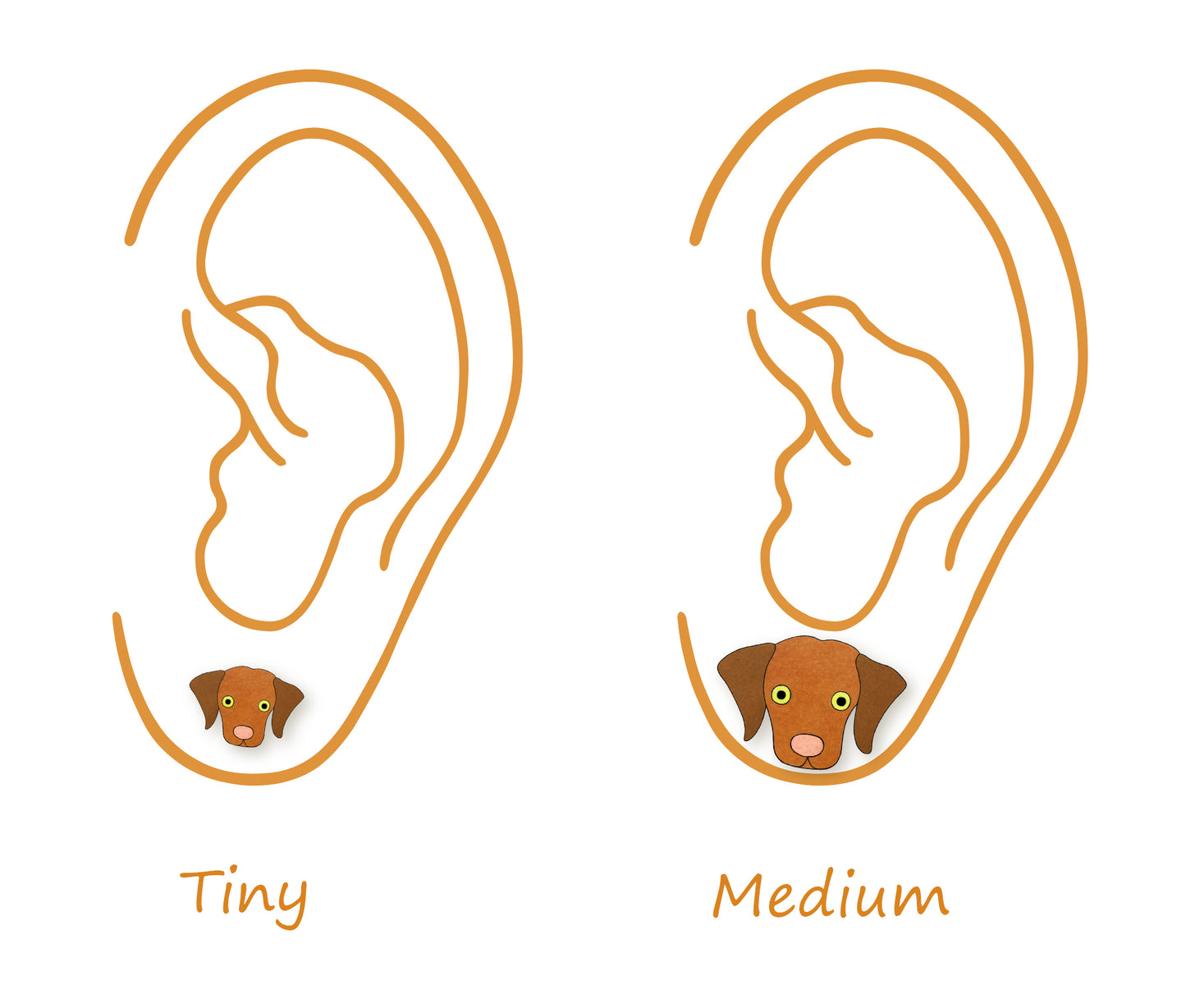 Tiny Vizsla Stud Earrings | Hypoallergenic Brown Dog Lover Gift