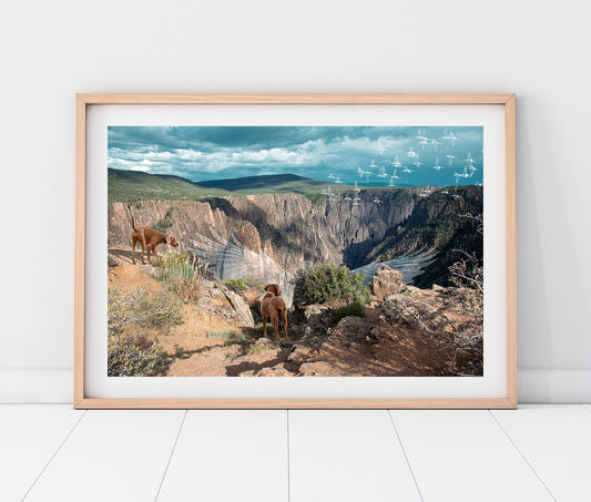 Vizslas in Whimsical Landscape | Black Canyon Colorado Landscape Photo Print