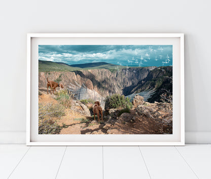 Vizslas in Whimsical Landscape | Black Canyon Colorado Landscape Photo Print