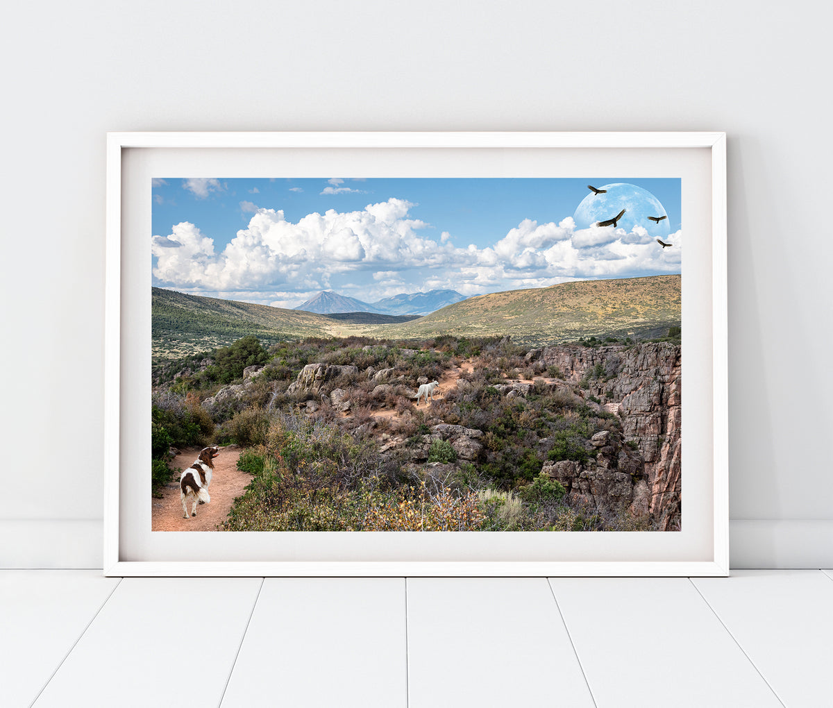 English Springer Spaniel in Whimsical Landscape | Black Canyon Colorado Landscape Photo Print