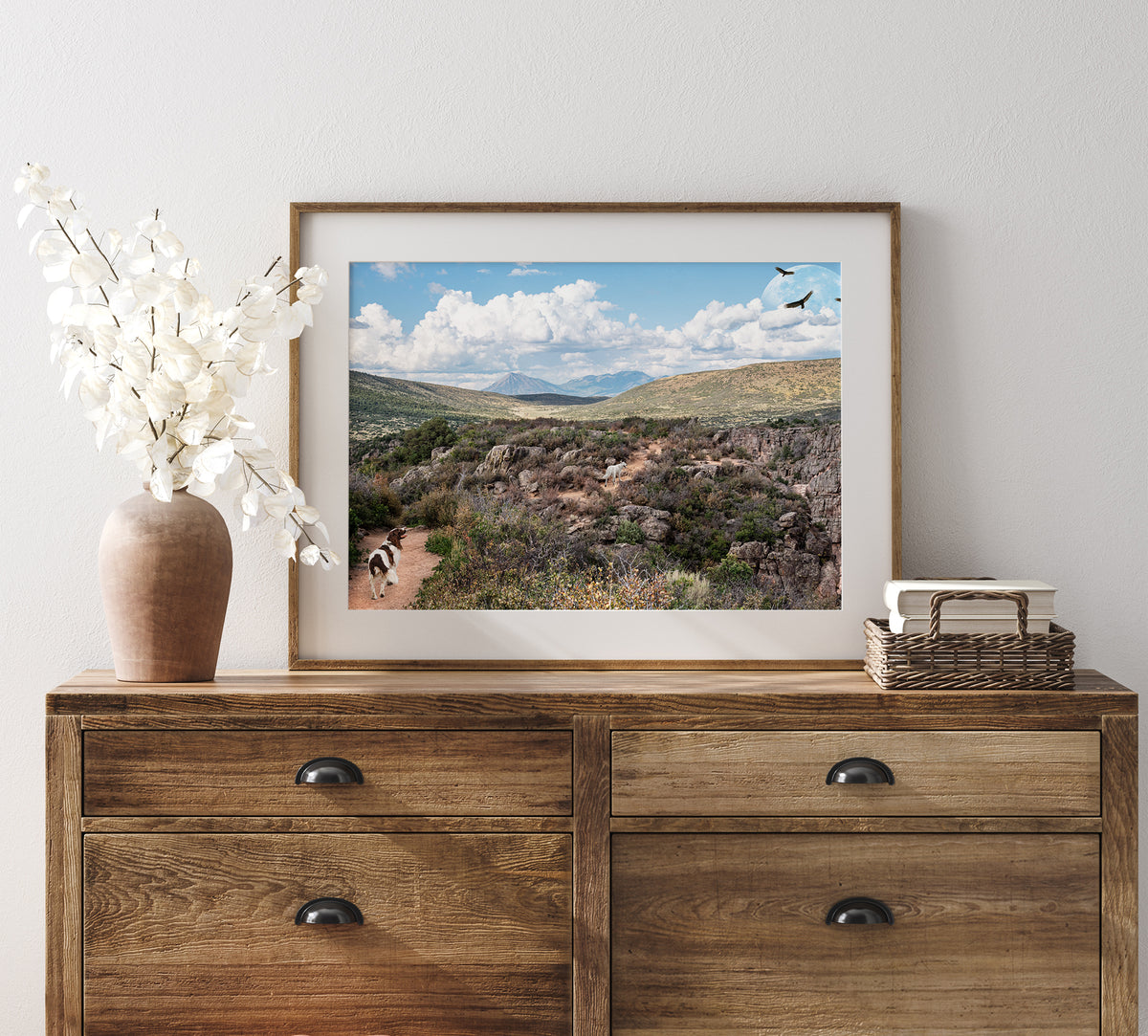 English Springer Spaniel in Whimsical Landscape | Black Canyon Colorado Landscape Photo Print