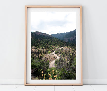 Ouray Colorado Mountain Road Landscape Photo Print (Vertical) | Boho Wall Art