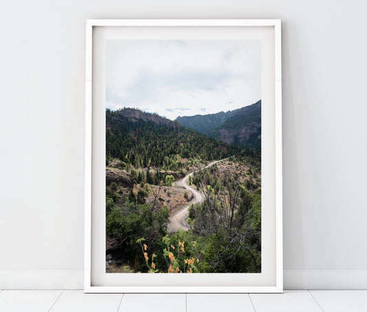 Ouray Colorado Mountain Road Landscape Photo Print (Vertical) | Boho Wall Art