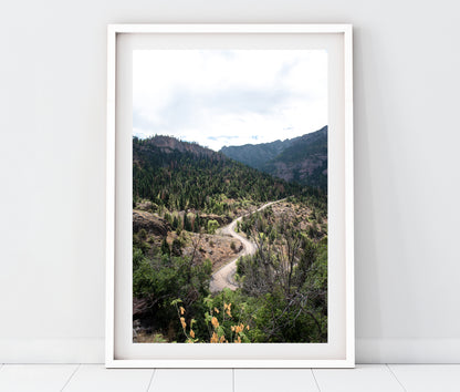 Ouray Colorado Mountain Road Landscape Photo Print (Vertical) | Boho Wall Art