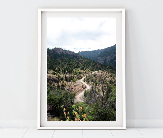 Ouray Colorado Mountain Road Landscape Photo Print (Vertical) | Boho Wall Art