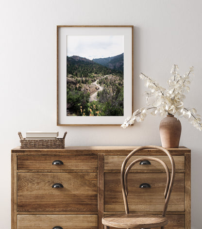 Ouray Colorado Mountain Road Landscape Photo Print (Vertical) | Boho Wall Art