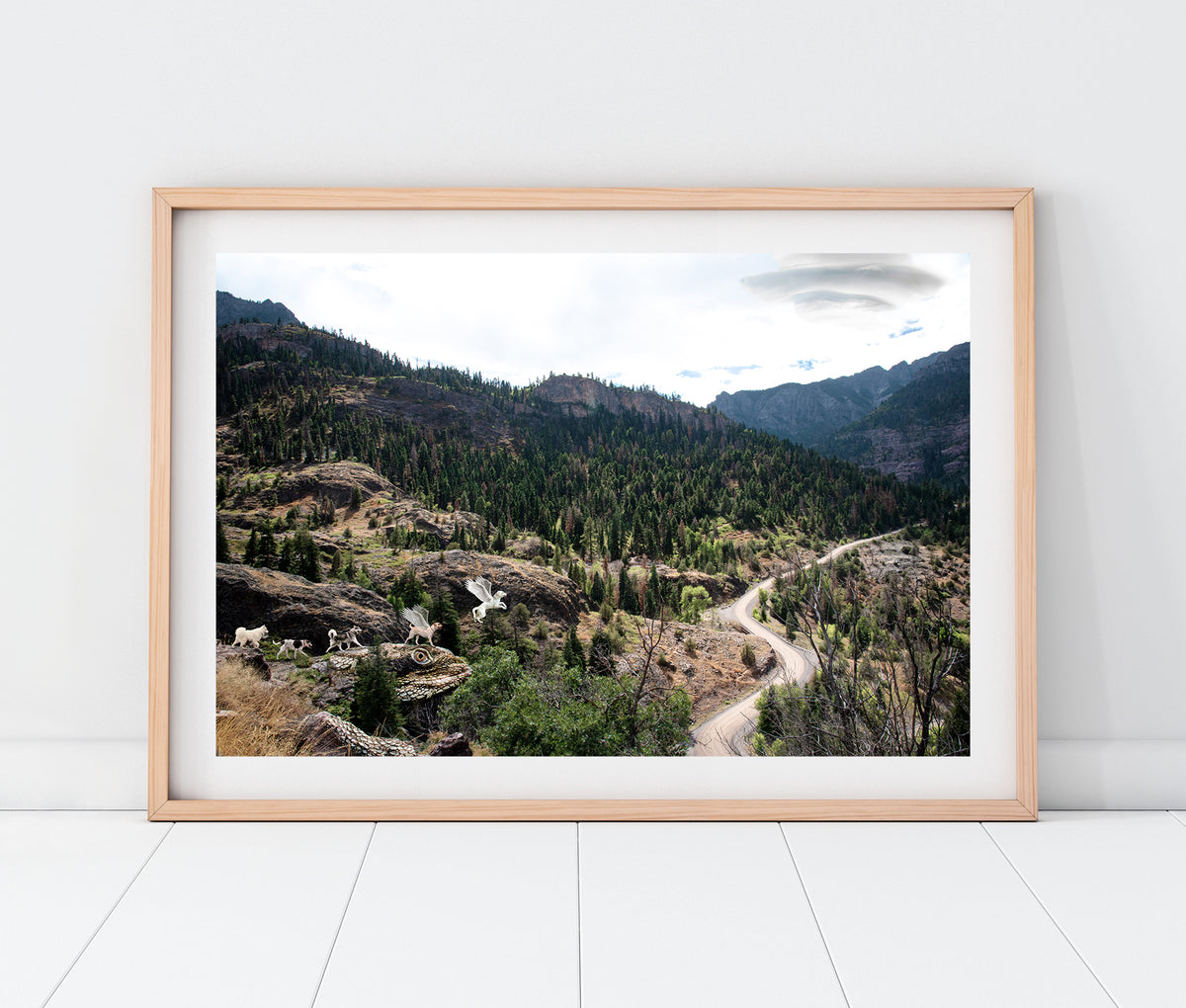 Five Dogs in Whimsical Landscape | Ouray Colorado Landscape Photo Print