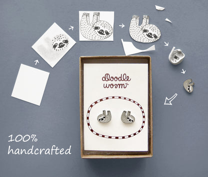 Beige Cream British Shorthair Cat Stud Earrings