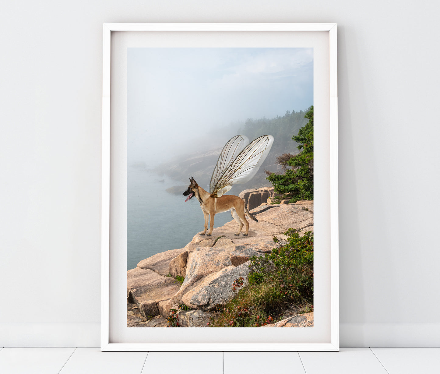 German Shepherd in Whimsical Landscape | Maine Coastal Landscape Photo Print