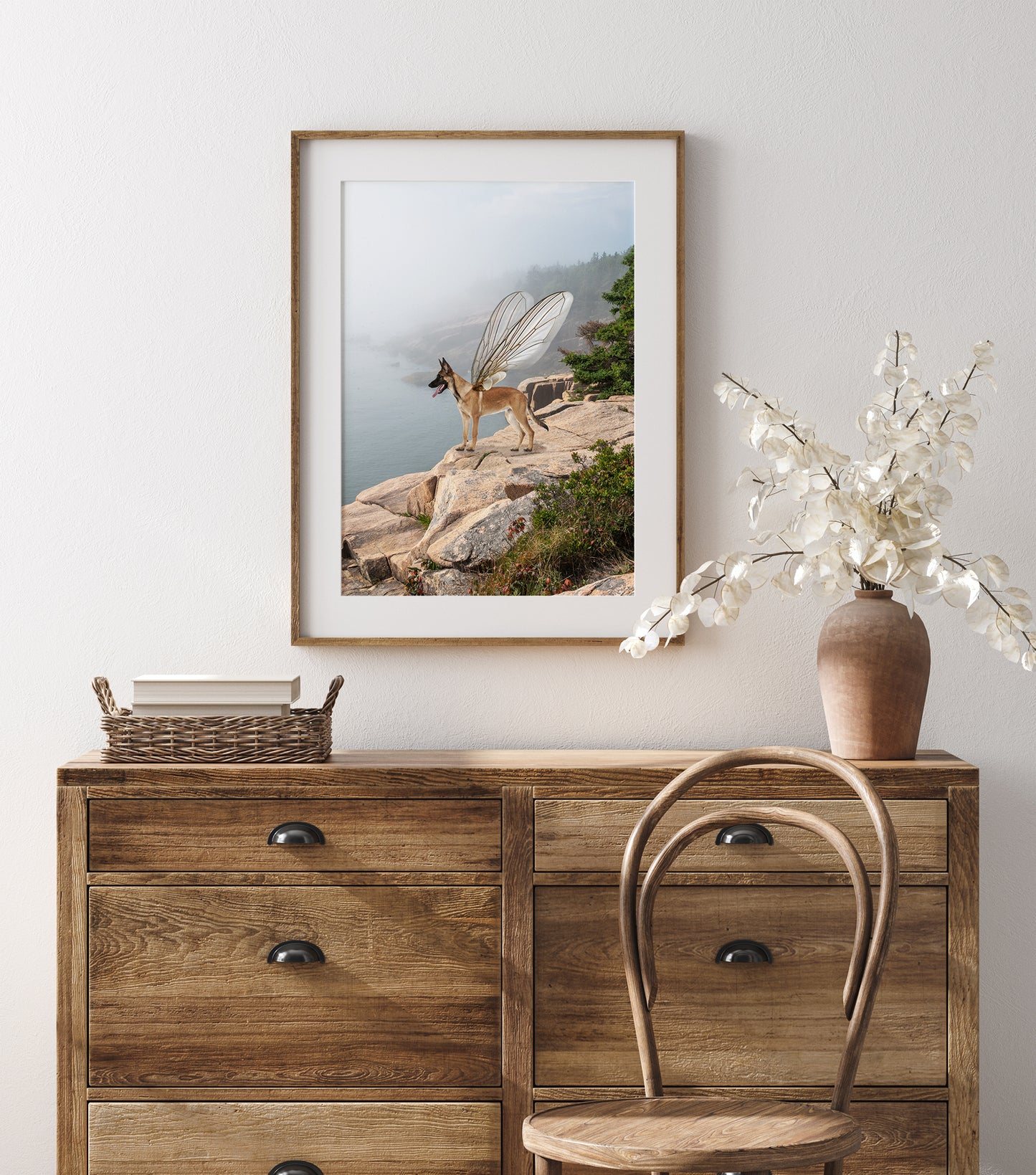 German Shepherd in Whimsical Landscape | Maine Coastal Landscape Photo Print