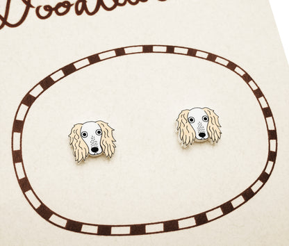 Tiny White Saluki Stud Earrings | Hypoallergenic Unique Dog Jewelry