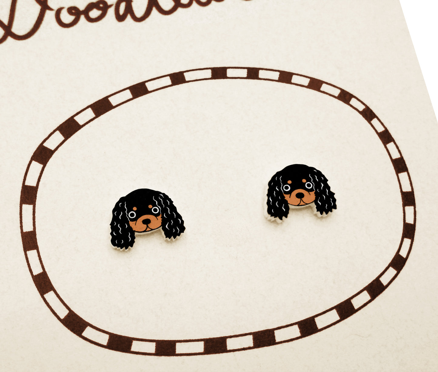 Tiny Black & Tan Cavalier King Charles Spaniel Stud Earrings | Hypoallergenic Handmade Dog Jewelry