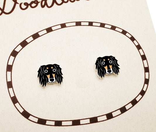 Tiny Tricolor Saluki Stud Earrings | Hypoallergenic Handcrafted Dog jewelry