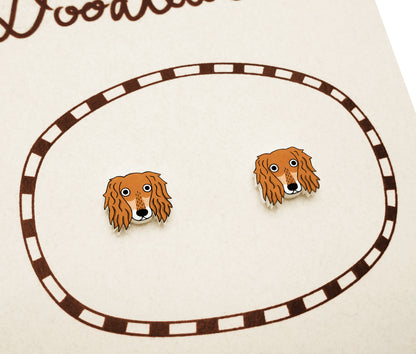 Tiny Red Saluki Stud Earrings | Hypoallergenic Dog Jewelry